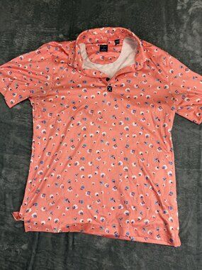 Construct Womens Coral Floral Polo Shirt M